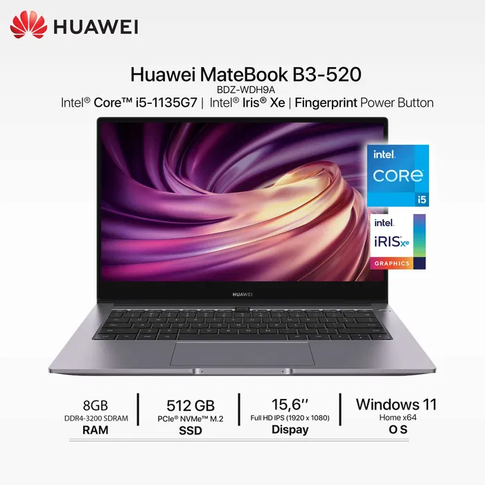 Noutbuk Huawei Matebook b3-520 i51235U 8/512gb